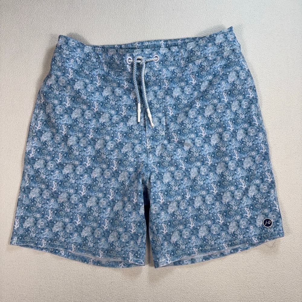 Johnnie-O Galley‎ 7" Swim Trunks Men's M Gulf Blue Mesh Lined Stretch Drawstring